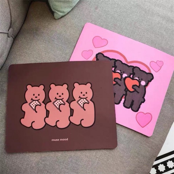 Korean ins cute cartoon biscuit bear mouse pad pink love bear mouse pad non slip pad student desktop