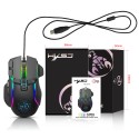 HXSJ new 10 key macro programming RGB luminous wired game mouse 12800dpi issued from office stock