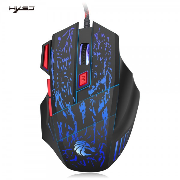 HXSJ water crack colorful luminous game mouse wired mouse 7-button photoelectric mouse USB