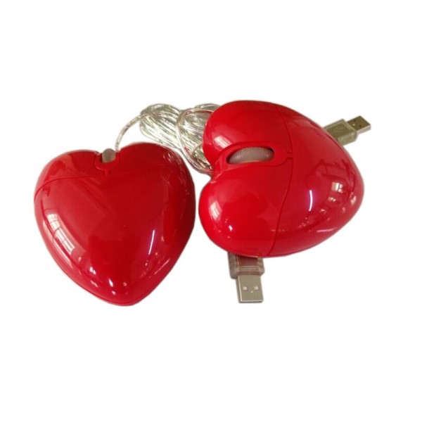 Spot heart mouse wired mouse gift mouse red heart mouse wired USB Optical Mouse