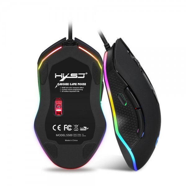 HXSJ new game mouse RGB macro definition mouse 4800dpi ergonomic computer