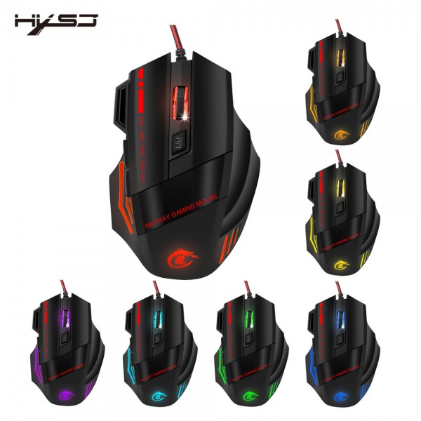 HXSJ colorful luminous game mouse photoelectric wired mouse computer peripherals customized mouse