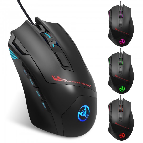 HXSJ new wired game mouse 9-button macro programming RGB luminous 7200dpi adjustable S600