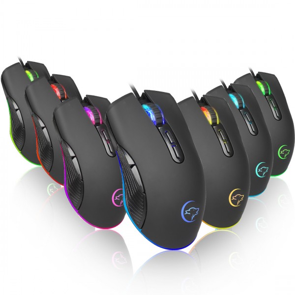 Ywyt can turn off 4-color luminous wired game mouse, E-sports mouse, one button boss, four gear adjustable DPI