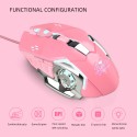 New pink game mouse 3200dpi white light design is not dazzling, fashionable and beautiful, suitable for office game mouse