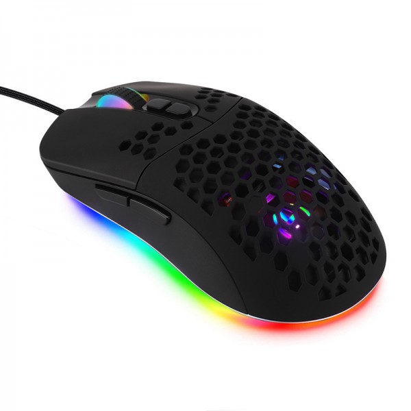 Hole hollowed out lightweight e-sports game mouse RGB luminous macro programming 6-key light-off wired mouse in stock