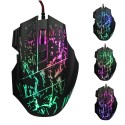HXSJ water crack game mouse luminous foreign trade mouse seven button game mouse 3200dpi