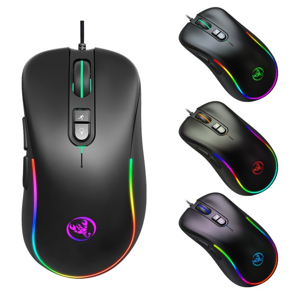 The new RGB luminous wired mouse supports macro programming games, office 6400 adjustable DPI, one from stock