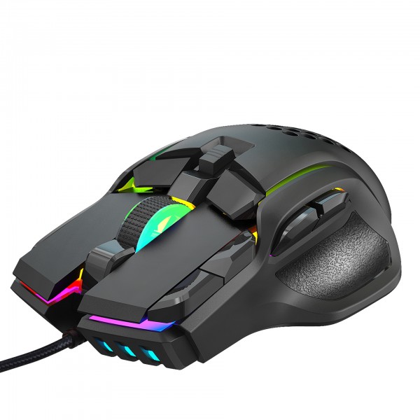 HXSJ new 10 key macro programming RGB luminous wired game mouse 12800dpi issued from office stock