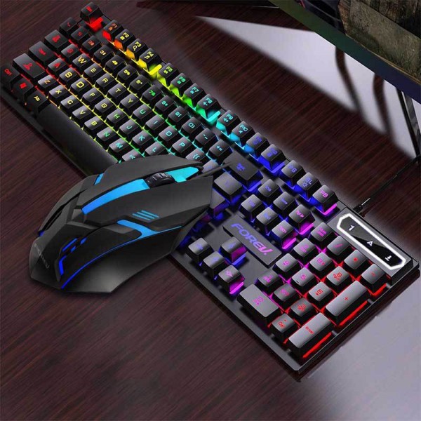 Fvq305s wired luminous keyboard and mouse set electronic games luminous suspended key cap film keyboard and mouse set