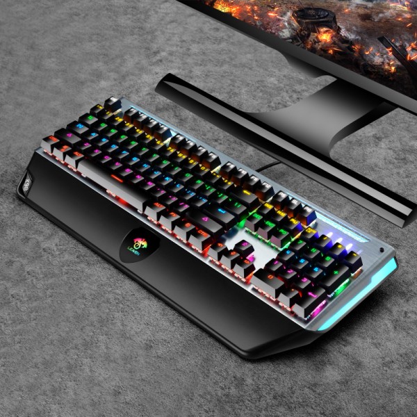 Cross border crack K98 cool luminous wired metal real machinery green axis e-sports game mechanical keyboard Amazon