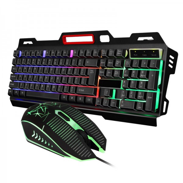 Keyboard and mouse suit mechanical wired luminous keyboard Internet cafe e-sports game suit eating chicken green axis keyboard