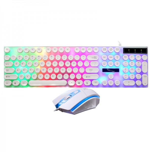 Light chasing leopard G21 round key punk luminous keyboard mechanical hand feeling backlight game keyboard mouse USB combination set