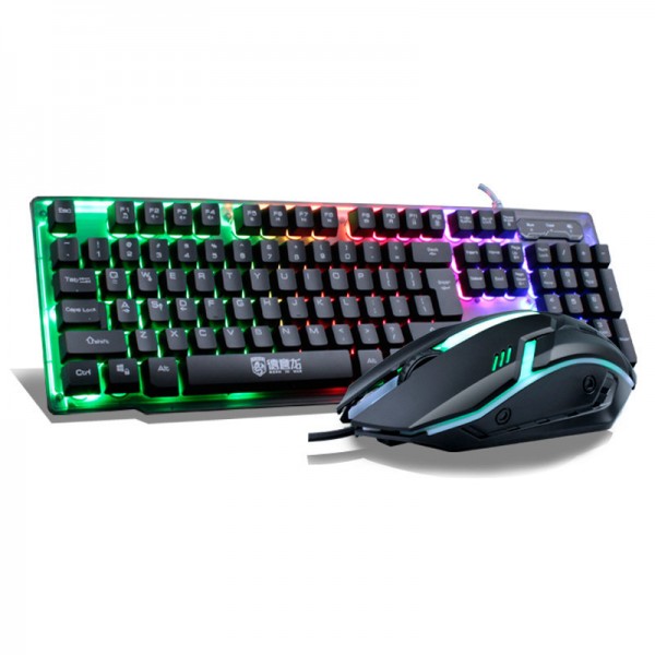 Deyilong t302 game set mechanical handle keyboard backlight game mouse suspension key cap