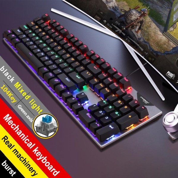 Fvq302 wired mechanical keyboard electronic competition mixed light real mechanical game keyboard replaceable plug-in green axis body red axis
