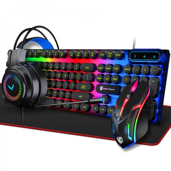 Cross border neutral full English packaging luminous keyboard mouse headset mouse pad three or four piece set Amazon