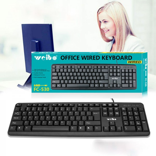 Cross border Weibo wired keyboard computer keyboard Western spot general wired keyboard waterproof and durable keyboard wholesale