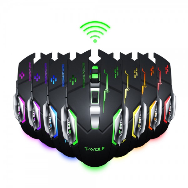 Wind fire wheel wave wheel 6-button colorful light wireless mechanical game mouse mute silent cross-border Amazon eBay
