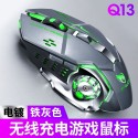 Cross border thunder wolf q13 charging Wireless Mouse dual-mode Bluetooth mute game luminous horse herder Amazon wholesale