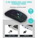 Cross border new USB + tyep-c bidirectional head receiver luminous charging office mute wireless mouse notebook