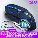Cross border thunder wolf q13 charging Wireless Mouse dual-mode Bluetooth mute game luminous horse herder Amazon wholesale