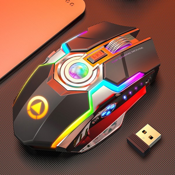 Silver carving A5 wireless mouse charging game RGB luminous mute computer accessories private model of cross-border Amazon manufacturers
