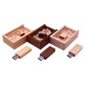 Square wooden U-disk bamboo U-disk beech Maple U-disk with wooden box usb3 0 wood plate DIY carving