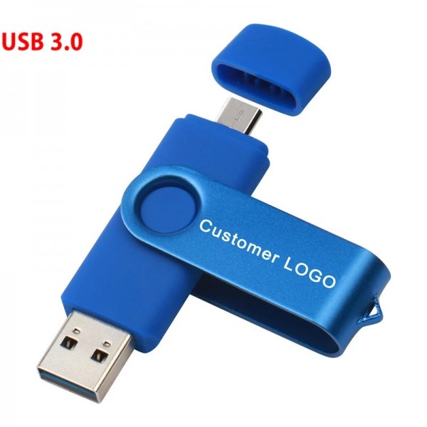 Wholesale metal rotating otgu disk 64g mobile phone U disk 128GB creative cross-border USB flash disk for Android computer