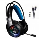 V3000 computer game headset PS4 voice headset head mounted luminous wired headset 3.5mm7 1 single U-Wire
