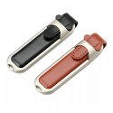 Steel edge leather cover U disk 16GB business creativity personalized gift USB flash disk lettering hot selling leather U disk customized logo 