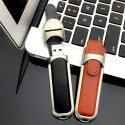 Steel edge leather cover U disk 16GB business creativity personalized gift USB flash disk lettering hot selling leather U disk customized logo 