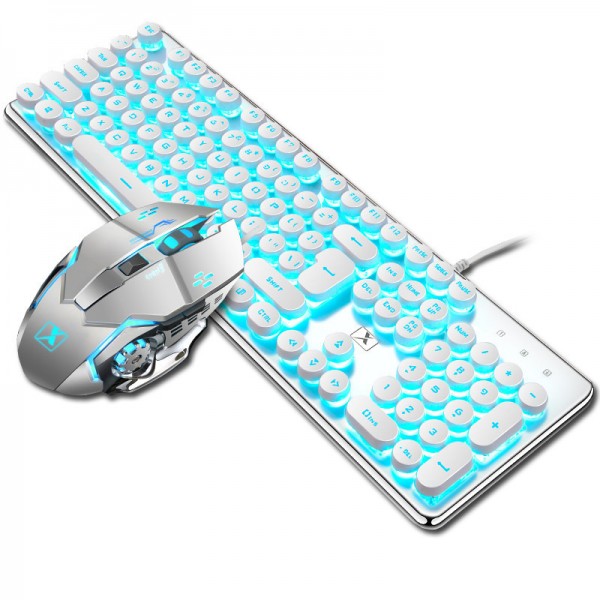 Cross border supply Xinmeng 620 wired keyboard and mouse set Steampunk real mechanical keyboard and mouse Amazon 