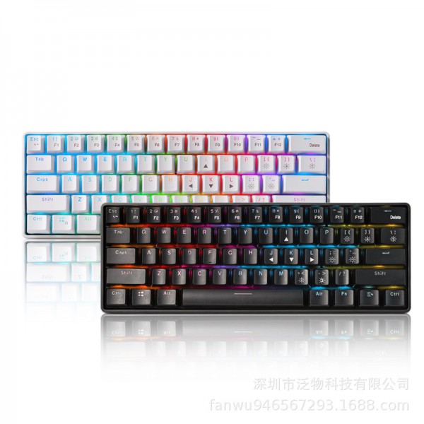 61 key mechanical keyboard green axis USB game office RGB Bluetooth 2.4G electronic games wireless mini keyboard