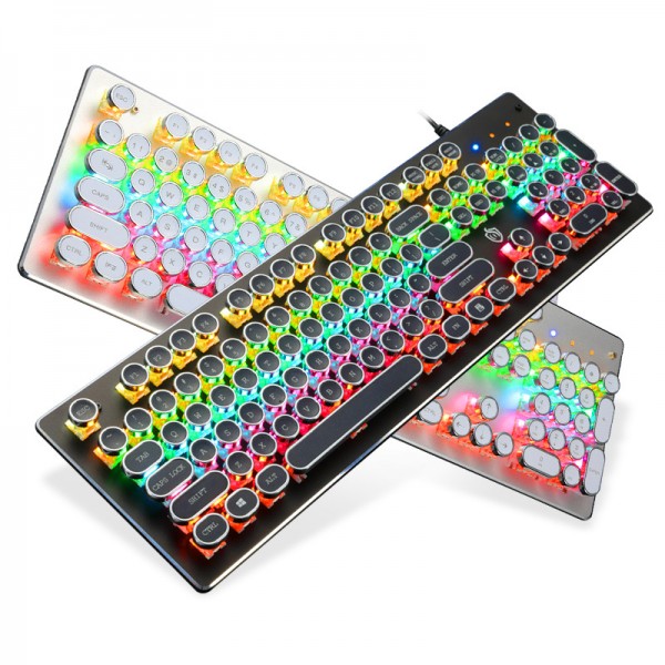 Hjk920 Steampunk real mechanical wired keyboard green axis Internet cafe online Cafe Game lol Retro