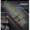 Hjk920 Steampunk real mechanical wired keyboard green axis Internet cafe online Cafe Game lol Retro